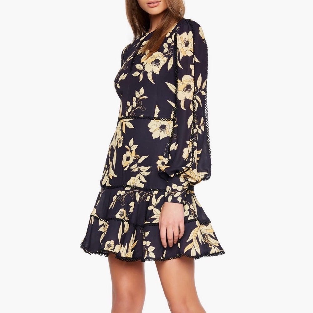 Floral Black and Yellow Dress